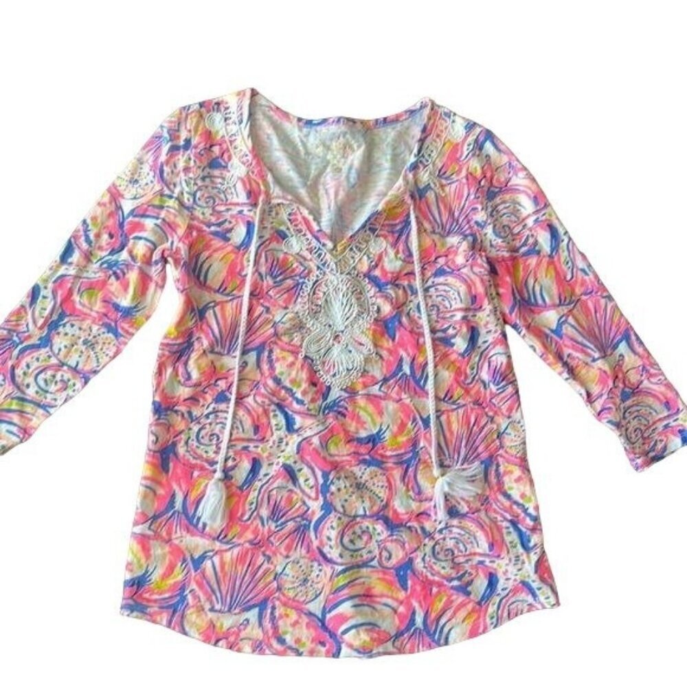 Lilly Pulitzer Holly Top Multi Shell of a Time size xs